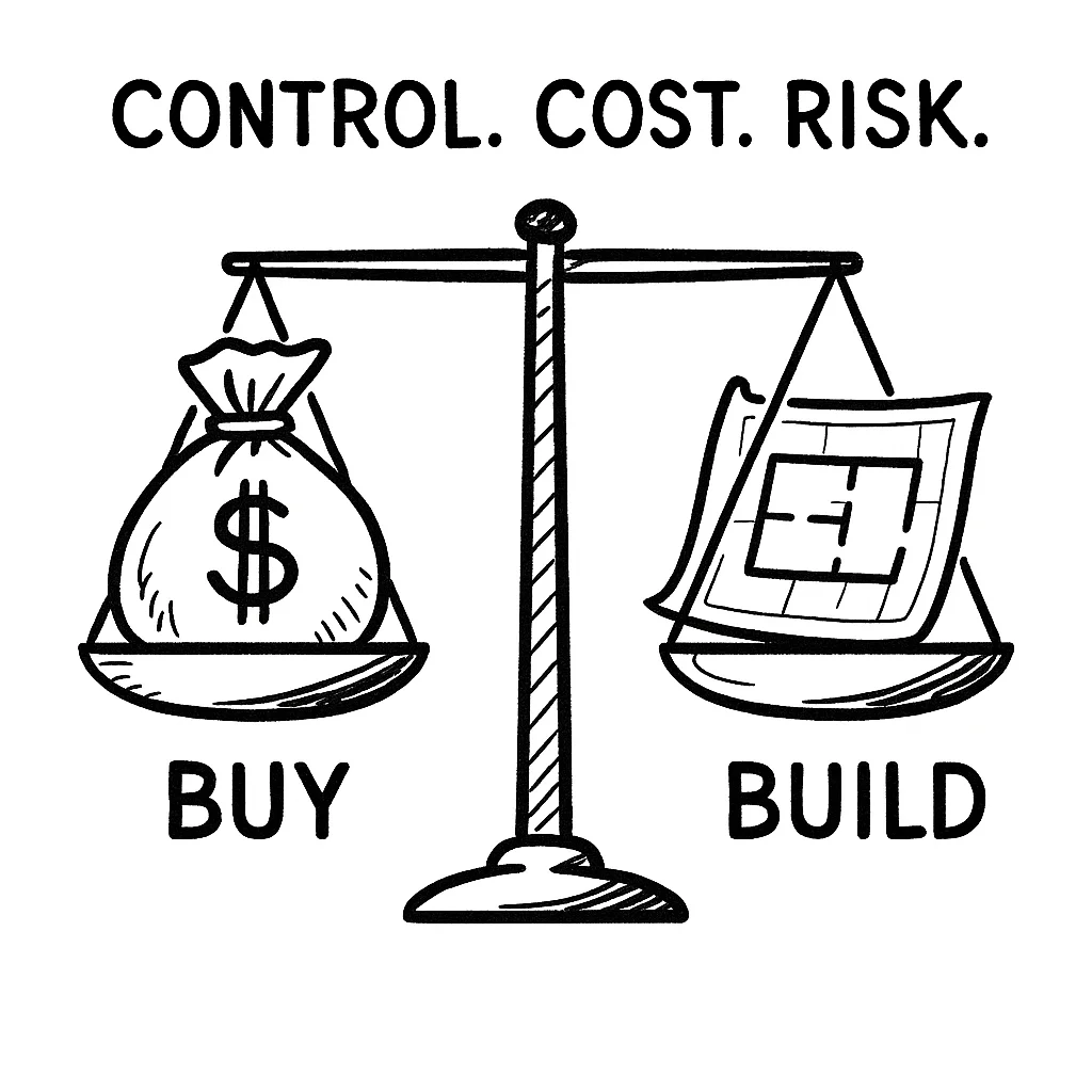 Buy vs build strategic analysis - control, cost, and vendor risk tradeoffs
