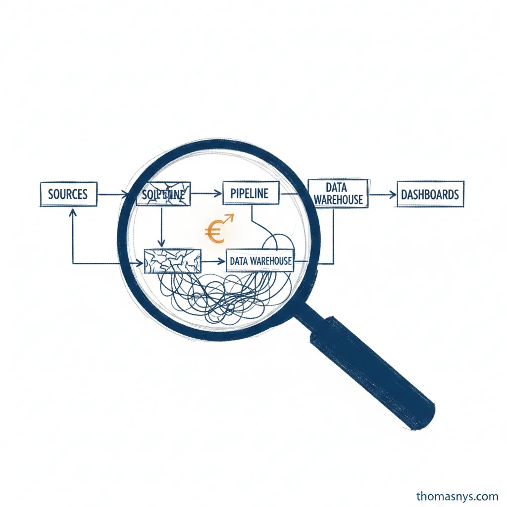 Data architecture review process showing assessment phases and platform audit
