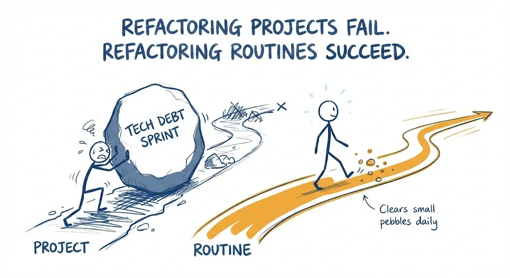 Continuous refactoring strategy - building cleanup into daily delivery routines