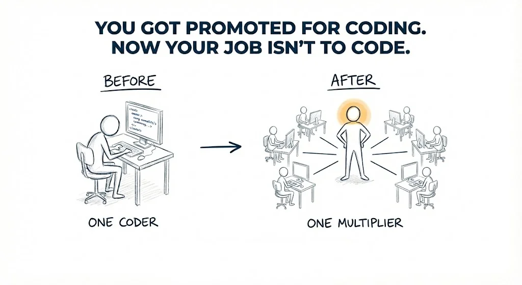 Tech lead role transition - from coding to alignment, clarity, and shielding