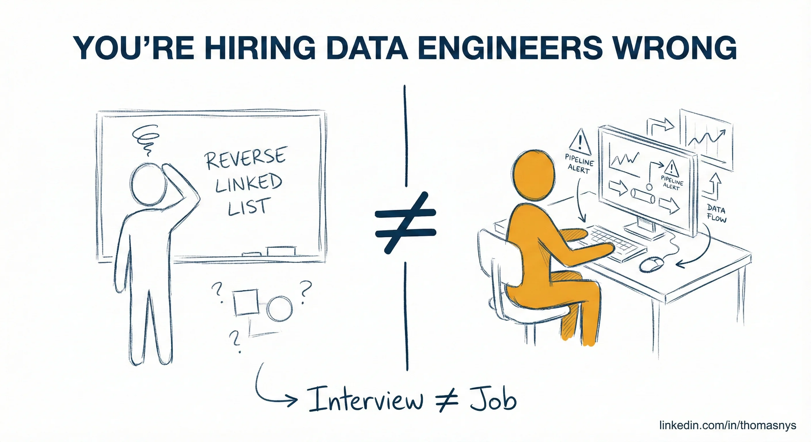 Data engineer hiring mistakes - why traditional interviews fail for data roles