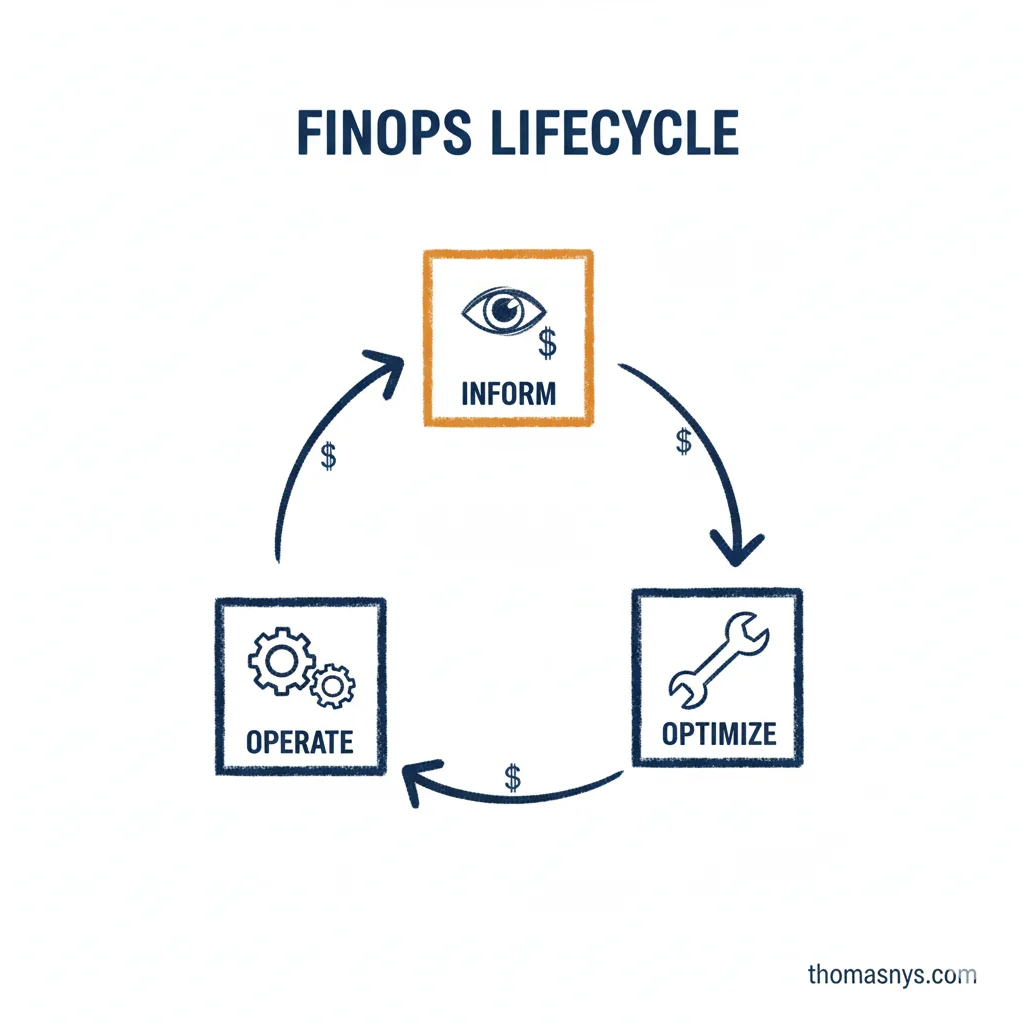FinOps Lifecycle - Inform, Optimize, Operate cycle